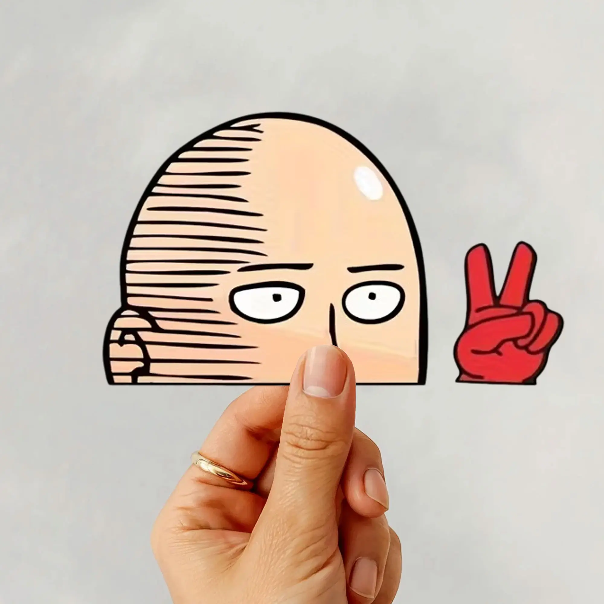 Saitama Peeker Vinyl Sticker, One Punch Man Anime Sticker, Funny Peek Decal, Anime Laptop Car Phone Sticker