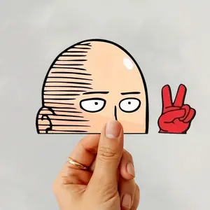Saitama Peeker Vinyl Sticker, One Punch Man Anime Sticker, Funny Peek Decal, Anime Laptop Car Phone Sticker