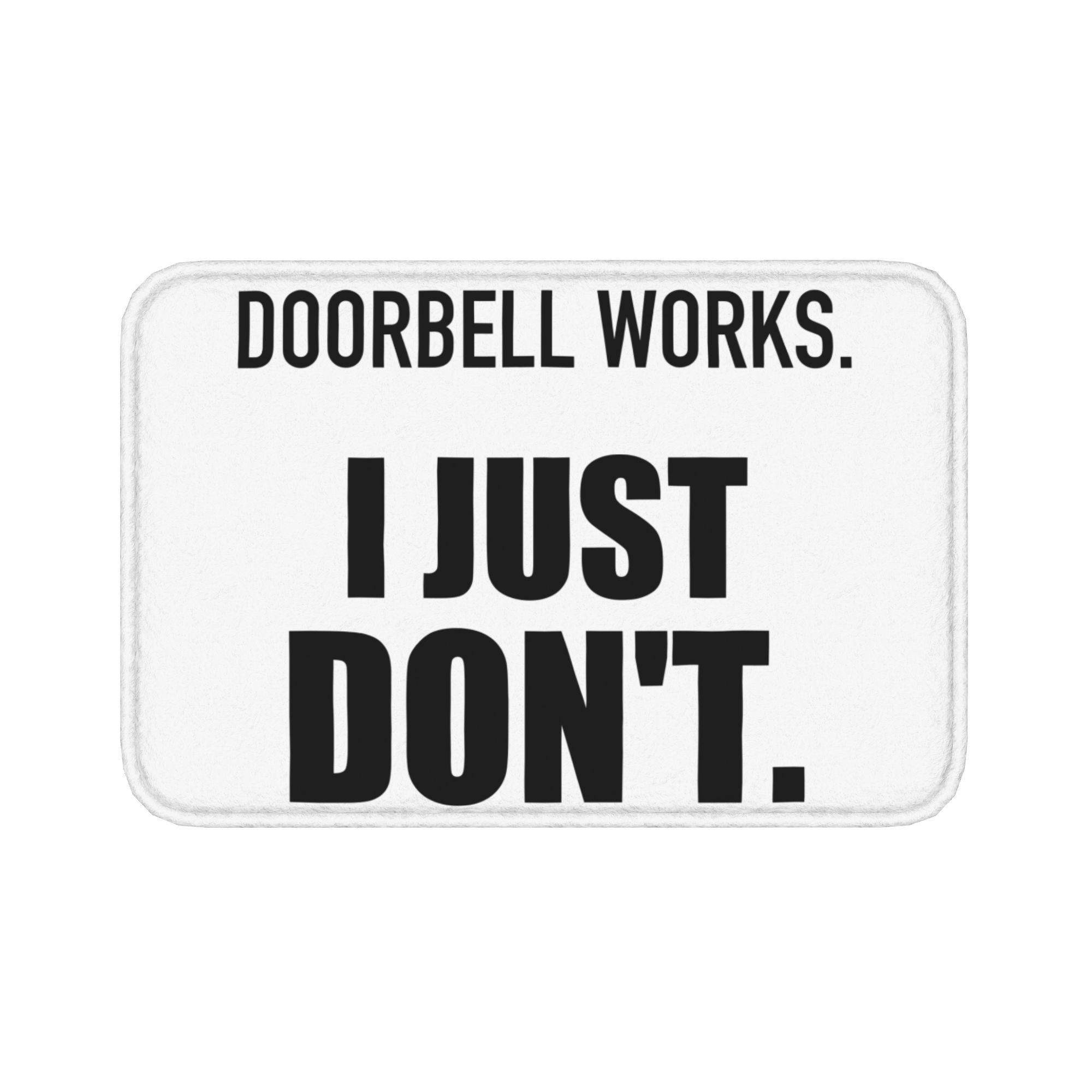 Humorous Doorbell Printed Flannel Doormat, Anti-Slipping Multi-Size Indoor Entry Rug with Social Battery Quote, Washable Home & Office Bath Mat, One-Piece