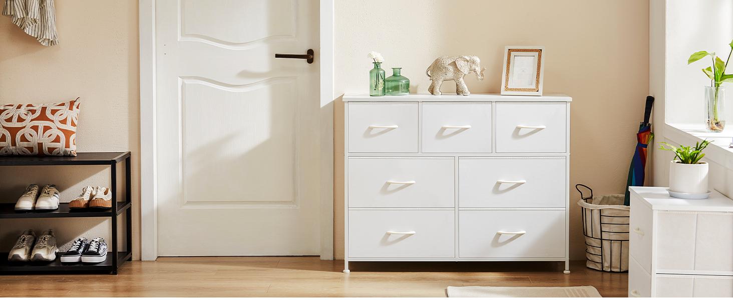 【Deal】7 Drawers Dresser for Bedroom and TV Stand, Fabric Storage Tower for Clothes, Baby Stuff