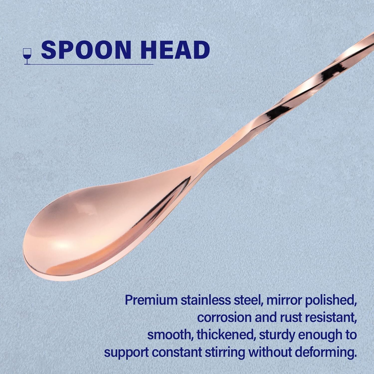 2 Pcs 12 Inches Bar Spoon, Long Handle Mixing Stirrers for Drink, Stainless Steel Bar Cocktail Shaker Spoon, Rose Gold