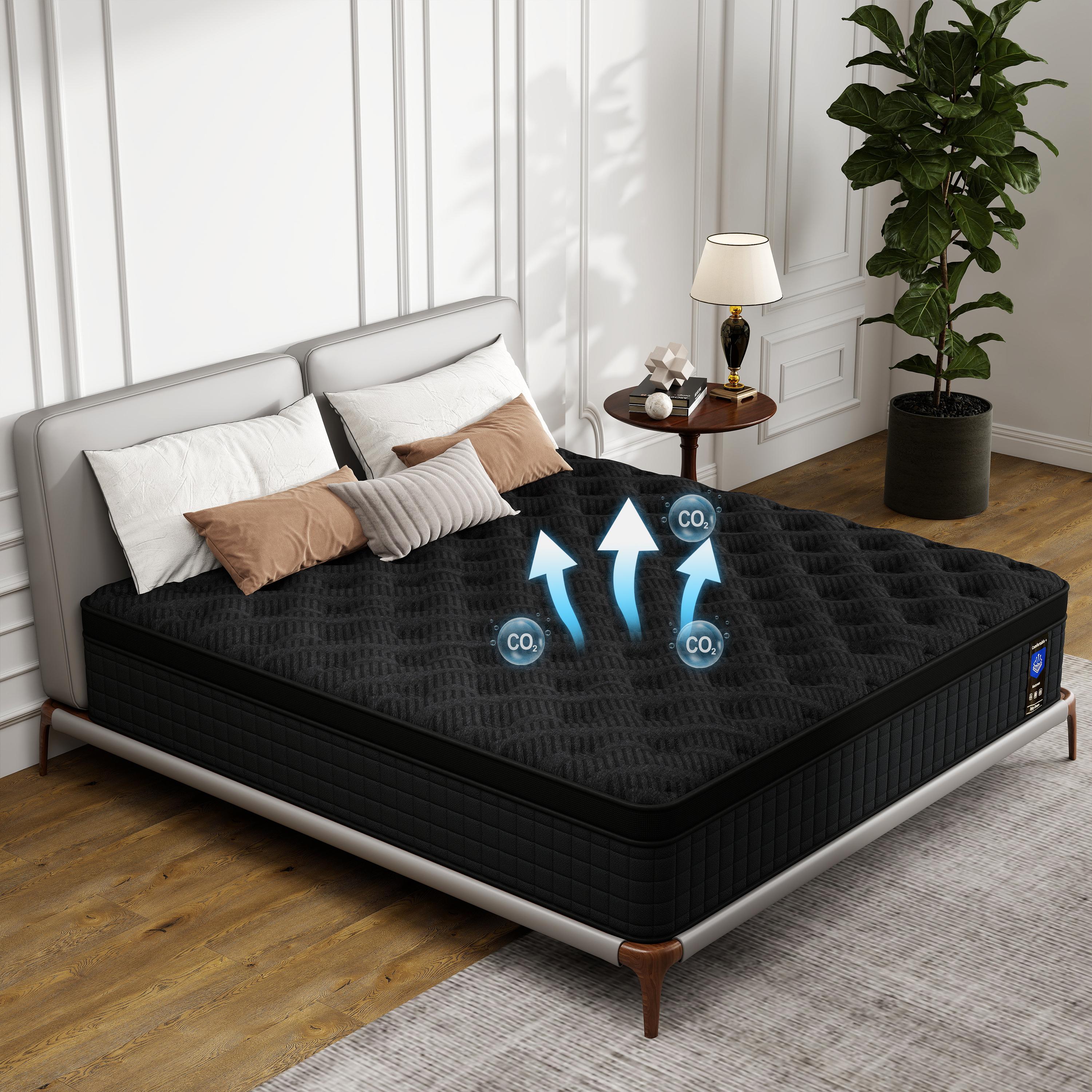 mattress 12/14 Inch Hybrid Mattress Queen SizePocketed Coil Box Mattress Innerspring CertiPUR-US Certified Memory Foam Multi-Layer Support