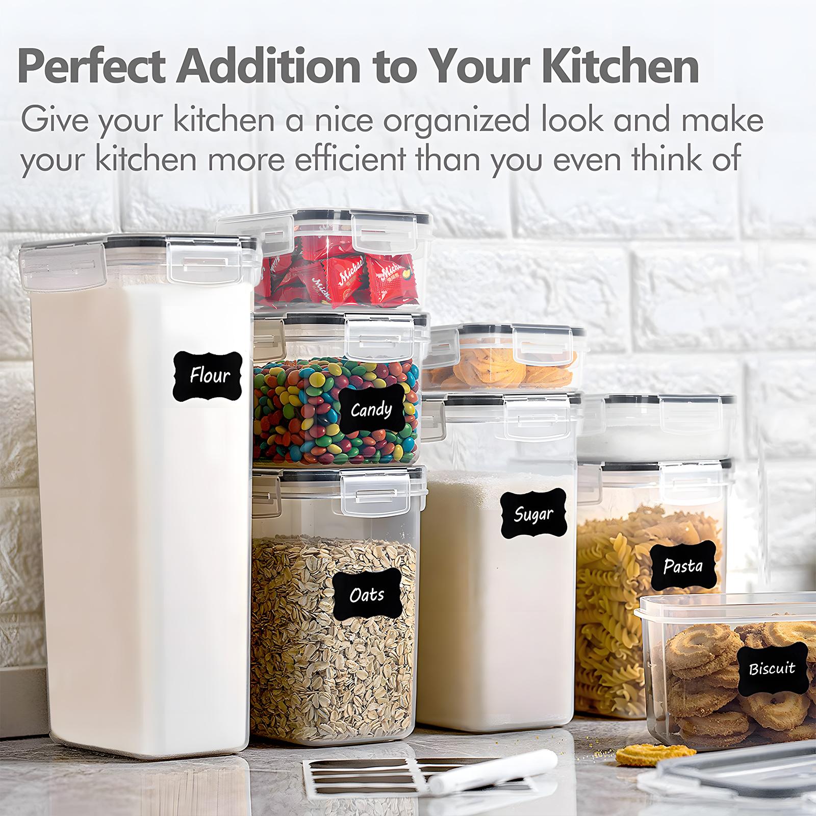 30/60 Airtight Food Storage Container Set (15/30 Lids & 15/30 Jars), BPA-Free Plastic Kitchenware for Storing Grains, Flour, and Sugar, Ideal Pantry Kitchen Organization Tool, Reusable Labels & Marker, Ason Jars