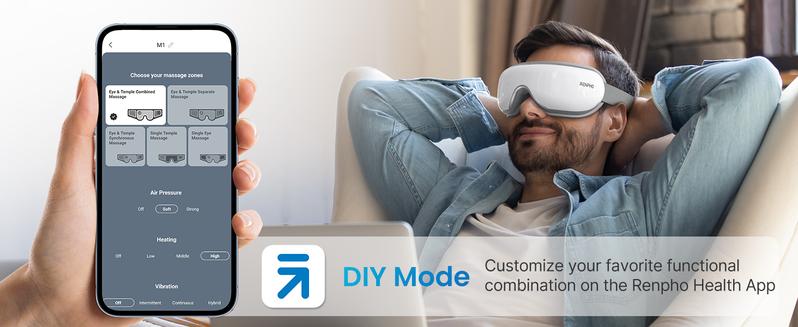 RENPHO Smart Heated Eye Massager with App Control, Face Massager Sleep Eye Mask Massage Setting with DIY Mode Valentines Day Gift Choice for Man Women