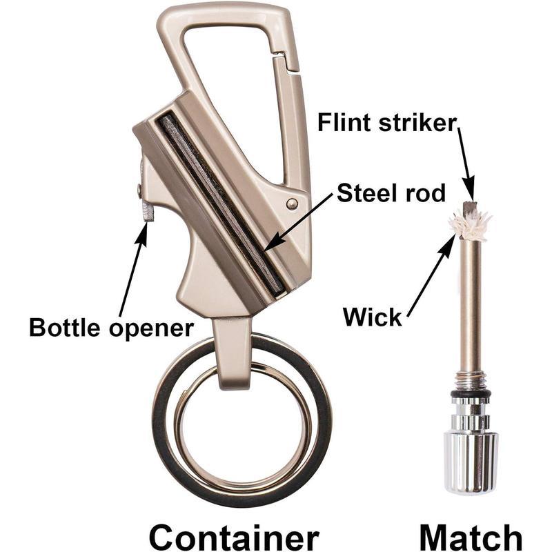 Keychain Lighter (Not Contain Lighter Fluid) ,Permanent Match Keychains,Reusable Fire Starter Key Ring, Hidden Forever Lighter Keychain,for Outdoor Survival Gift for Men,Mini Waterproof Lighters