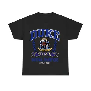 Duke 1991 National Champions T-Shirt – Vintage College Basketball Final Four Graphic Tee, Classic Mens Fan Shirt