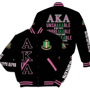 A.K.A Varsity Jacket, Salmon Pink And Apple Green Unbreakable Inspired 1908 Sorority Jacket 456 W78