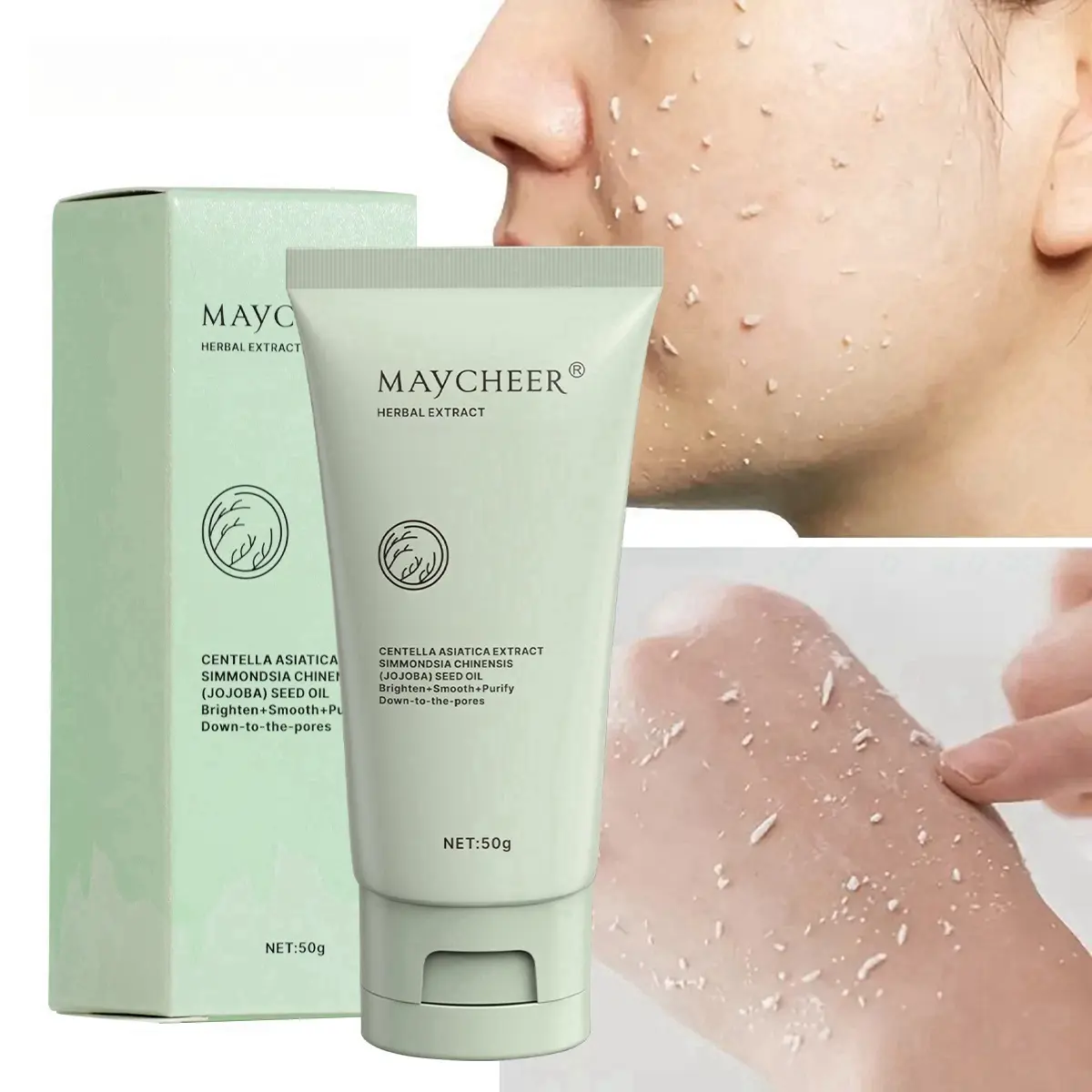 Herbal Brightening Exfoliating Gel Cream, Contains Jojoba Oil & Licorice Root Extracts, Suitable for All Light Skin Types, Brighten Skin Tone, Daily Use, Low Allergy Formula