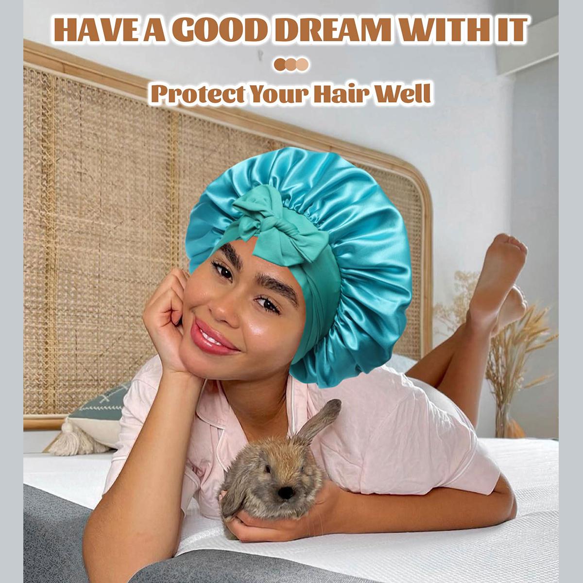 AWAYTR Double Layer Satin Bonnet Silk Feeling Bonnets Stars and Moon Printing Night Cap for Sleeping with Elastic Tie Band Versatile for All Hairstyles TikTokShopBlackFriday AWAYTR Double Layer Satin Bonnet Silk Feeling Bonnets Stars and Moon Printing Night Cap for Sleeping with Elastic Tie Band Versatile for All Hairstyles TikTokShopBlackFriday