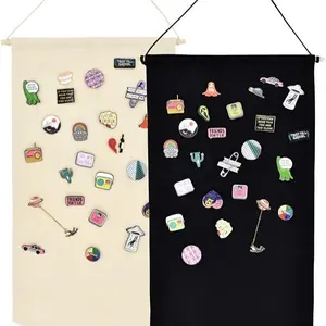 Wall Hanging Brooch Jewelry Storage Case Canvas Display Stand Enamel Pin Display Banner Holder Earrings Necklace Glitter Pin Collection Organizer