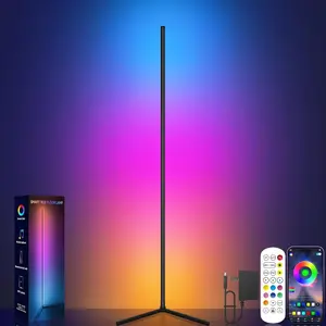 Smart RGB Corner Floor Lamp with Music Sync & App Control. Features 16 million colors, dynamic lighting modes, and creates immersive ambience for gaming, movies, or relaxation in bedrooms and living rooms.