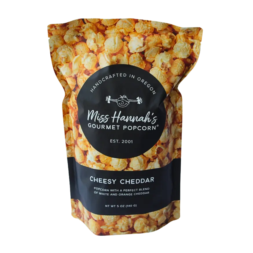 Miss Hannah's Gourmet Popcorn Cheesy Cheddar 5 oz - Perfect Blend of White & Orange Cheddar