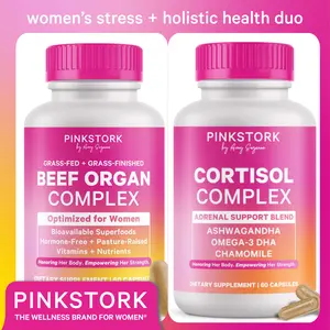Pink Stork Beef Organ Complex + Cortisol Complex for Women | Energy, Stress, Holistic Health for Women