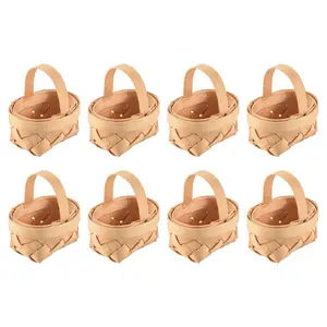 8PCS Mini Woven Baskets with Handles for Party Favors Crafts Decor Photo Prop