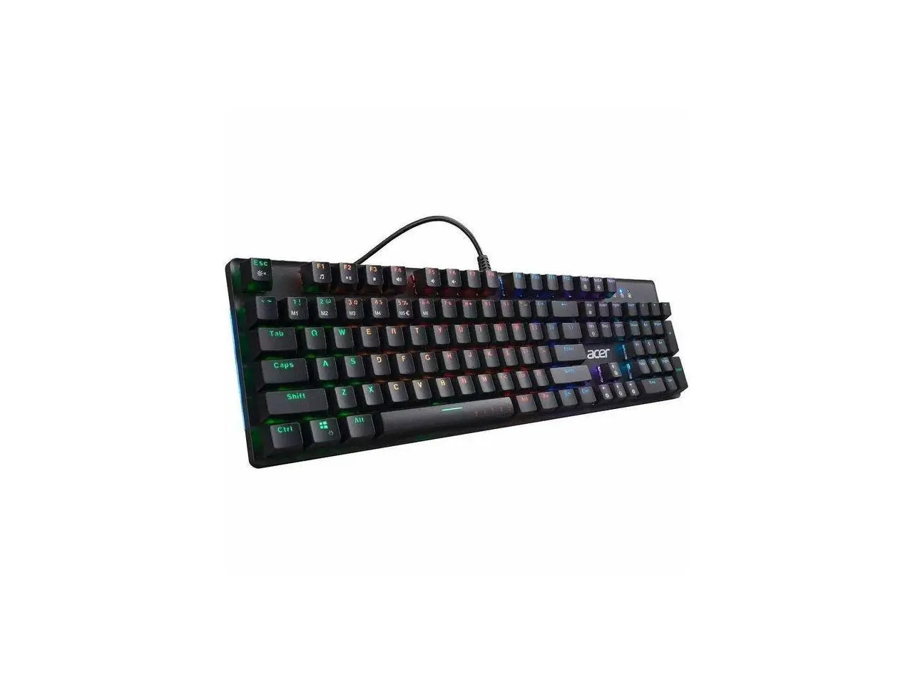 Acer Nitro Gen 2 Wired Gaming Keyboard - Blue Switches, RGB Backlit, 104-Key Full Size, Clicky & Tactile, Anti-Ghosting, Metal Top Plate, USB Wired