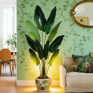 DLDA 5 Ft Bird of Paradise Artificial Plant Elegant Design PP Material Low Maintenance Adjustable Leaves Black Planter Ideal for Indoor Outdoor Decor Fruit Tree Ornaments - Decorative