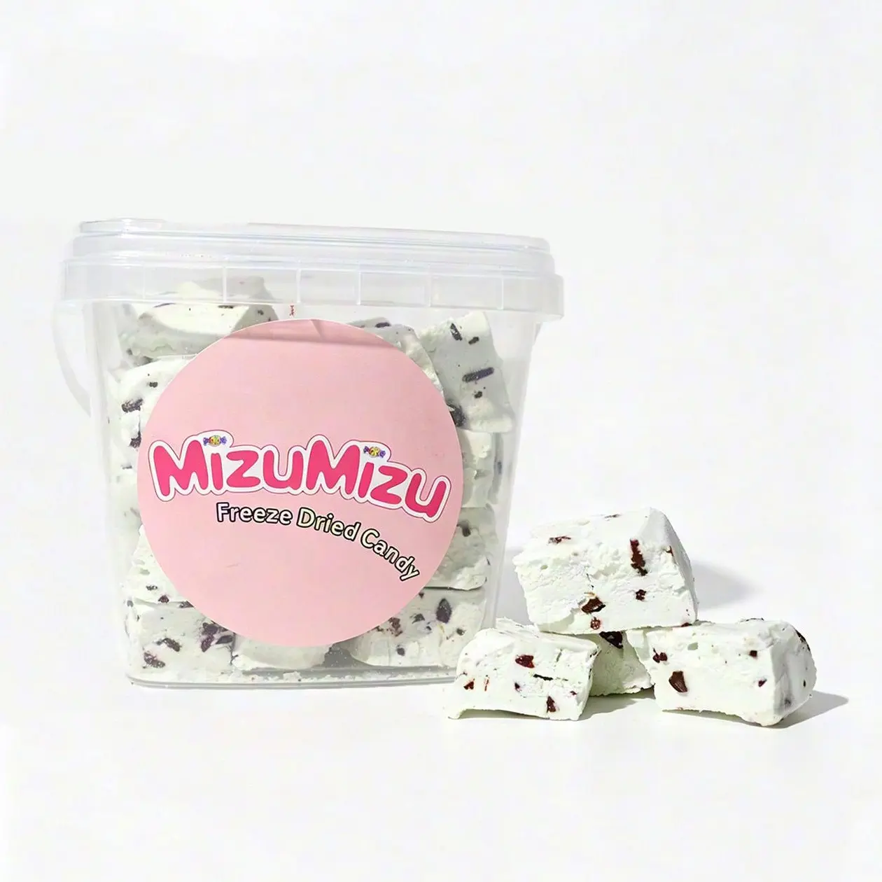 MIZUMIZU Freeze-Dried Mint Chocolate Chip Ice Cream Bites - Natural Coconut Oil & Guar Gum Infused, 3oz & 6oz Multi-Size, Shelf-Stable Cool Mint Crunchy Snack, Contains Chocolate & Alkali-Processed Cocoa, Ideal for Snack Review & ASMR Videos, All Ages