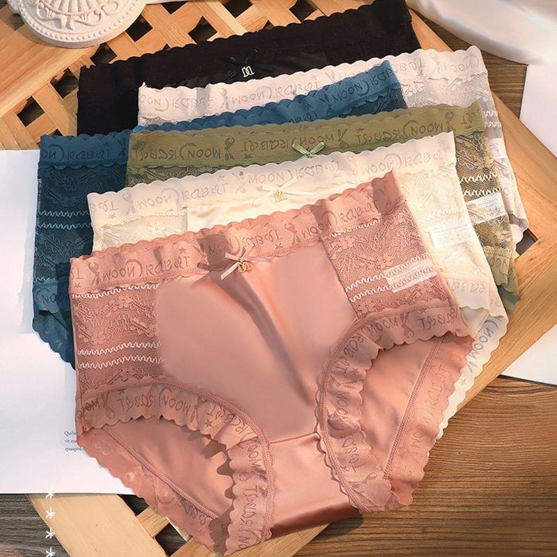 Women's Solid Satin Low Waist Panties, 6-Pack Soft Comfortable Breathable Lace Seamless Underwear, Suitable for Everyday Wear, All-Year Basic Casual Women's Briefs with Style Winter Clothing my christmas outfit Womenswear