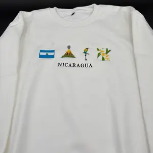 Nicaragua Embroidered Sweatshirt La Bandera, Volcanes, National Bird, Flor de Sacuanjoche Crewneck