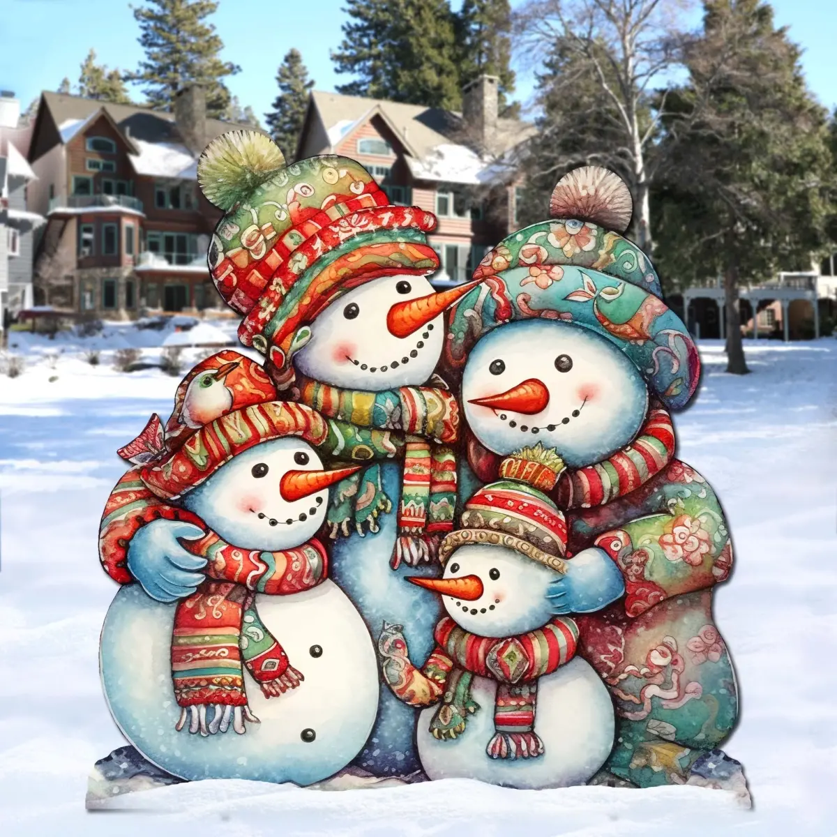 Designocracy 8611057F 30 x 28 in. Snowman Family Outdoor Christmas Santa Snowman Decor