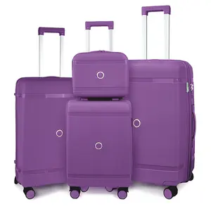 Purple 4 Piece Luggage Set,  TSA Lock Double-layer explosion-proof zipper Hardshell Durable Traveling Bag Travel Suitcase Set with Double Spinner Wheels, Luggage Sets (13/20/26/28in)