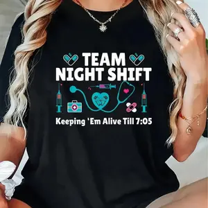 Nurse Practitioner Keeping Them Alive Funny Team Night Shift T-Shirt