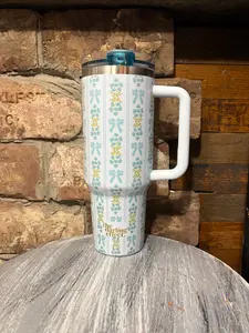 Darling Effect 40oz Lifestyle Flip Straw Tumbler Oh So Fancy Blue Bottle Drinkware