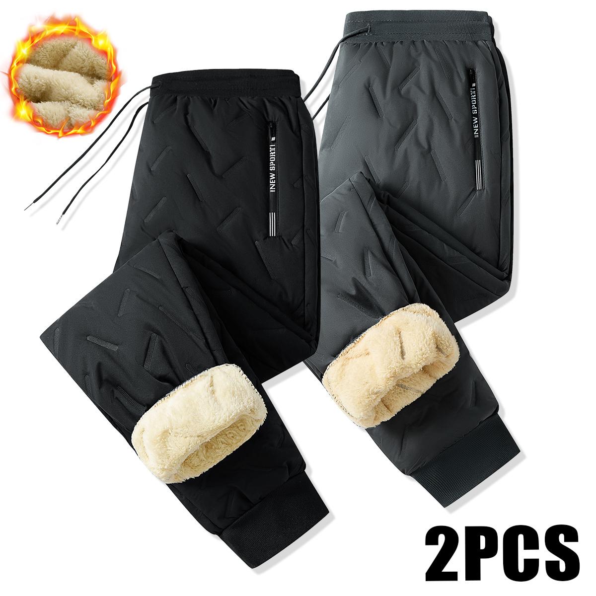 Men's Thermal Pants Heavyweight Insulated Cotton Winter Trousers with Drawstring Waistband, Black Cold Resistant Daily & Formal Wear with Side Pockets Suitable for Office Work and Outdoor Activities warm SpringStatements