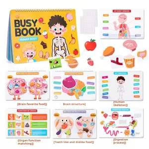 Body Structure Busy Book Gift Set,  EasterBasket Stuffers Toddler Busy Book, Body Structure Learning Theme, Preschool Cognitive Early Education Toy, Reusable Sticker Books for Kids, Enhance Hand-Eye Coordination & Brain Exercise, Foster Parent-Child