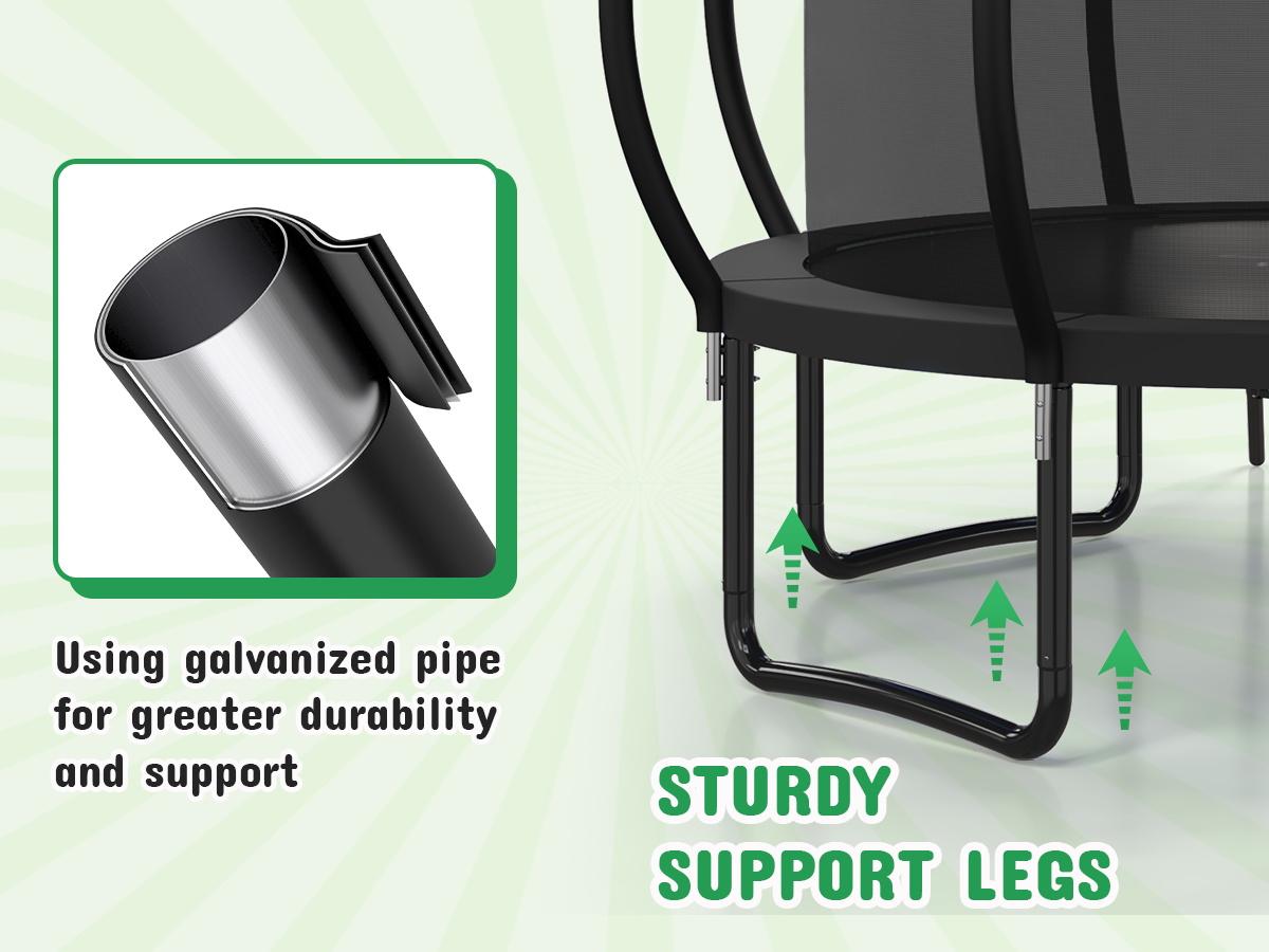 Outdoor Trampoline, 10FT Recreational Trampoline  for Kids and Adults,  ASTM Approved Trampoline with Safety Enclosure Net, Wide Ladder and Anti-Rust Coated Frame