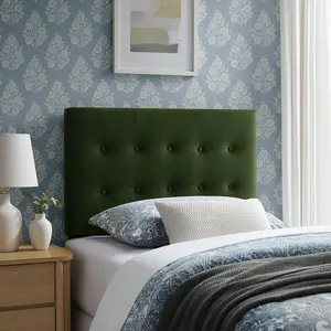 Emily Stain-Resistant Performance Velvet Twin Size Headboard in Moss Green