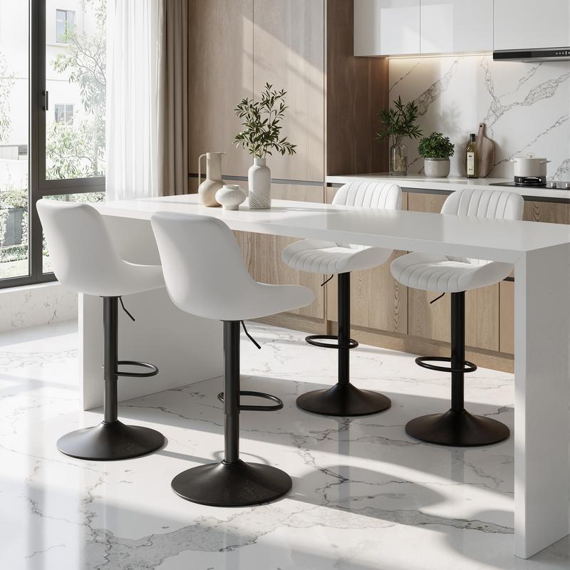 Bar Stools Set of 2, Adjustable Modern Swivel Bar Stools with Backs, Counter Height Performance Fabric Island Chairs for Home Kitchen, Black