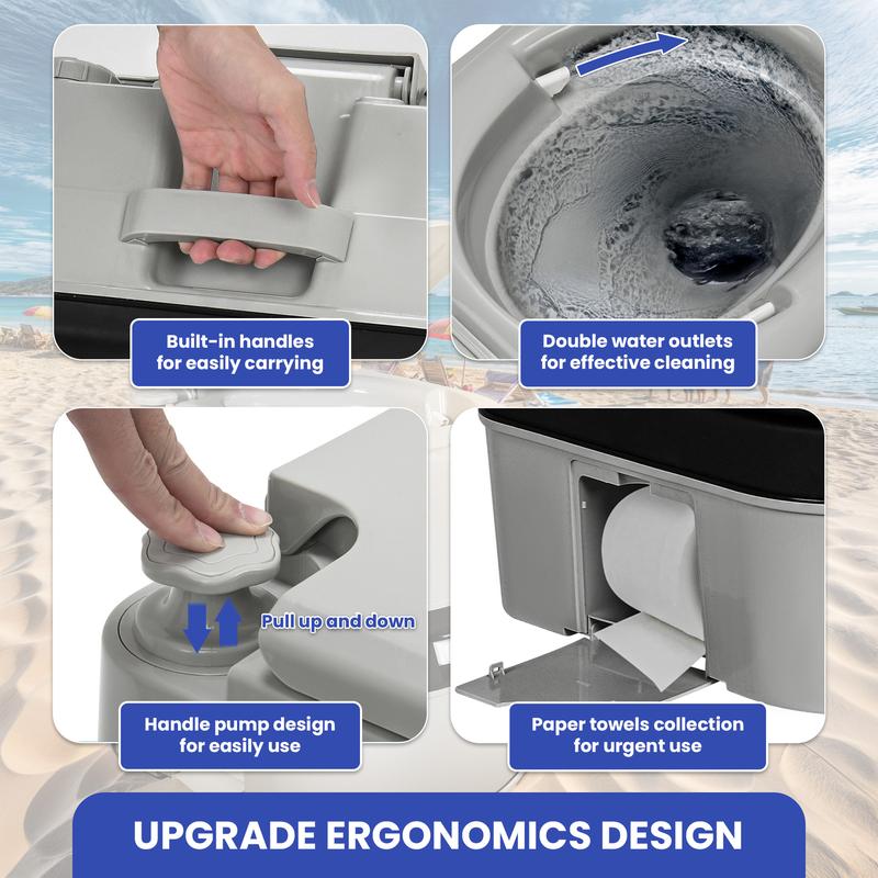 OEDRO 6.3GAL Portable Potty Toilet Outdoor Camping Portable Travel Mobile Flush Toilet