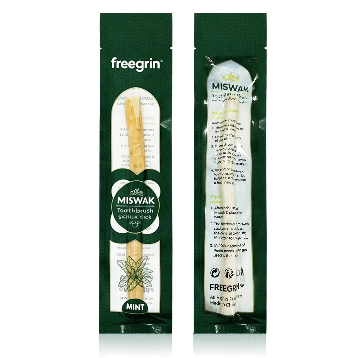 Freegrin Miswak Natural Toothbrush Stick – Mint Flavor | Teeth Whitening Chew Stick | Organic Sewak Stick | No Toothpaste Needed | Vegan & Natural natures Oral Care