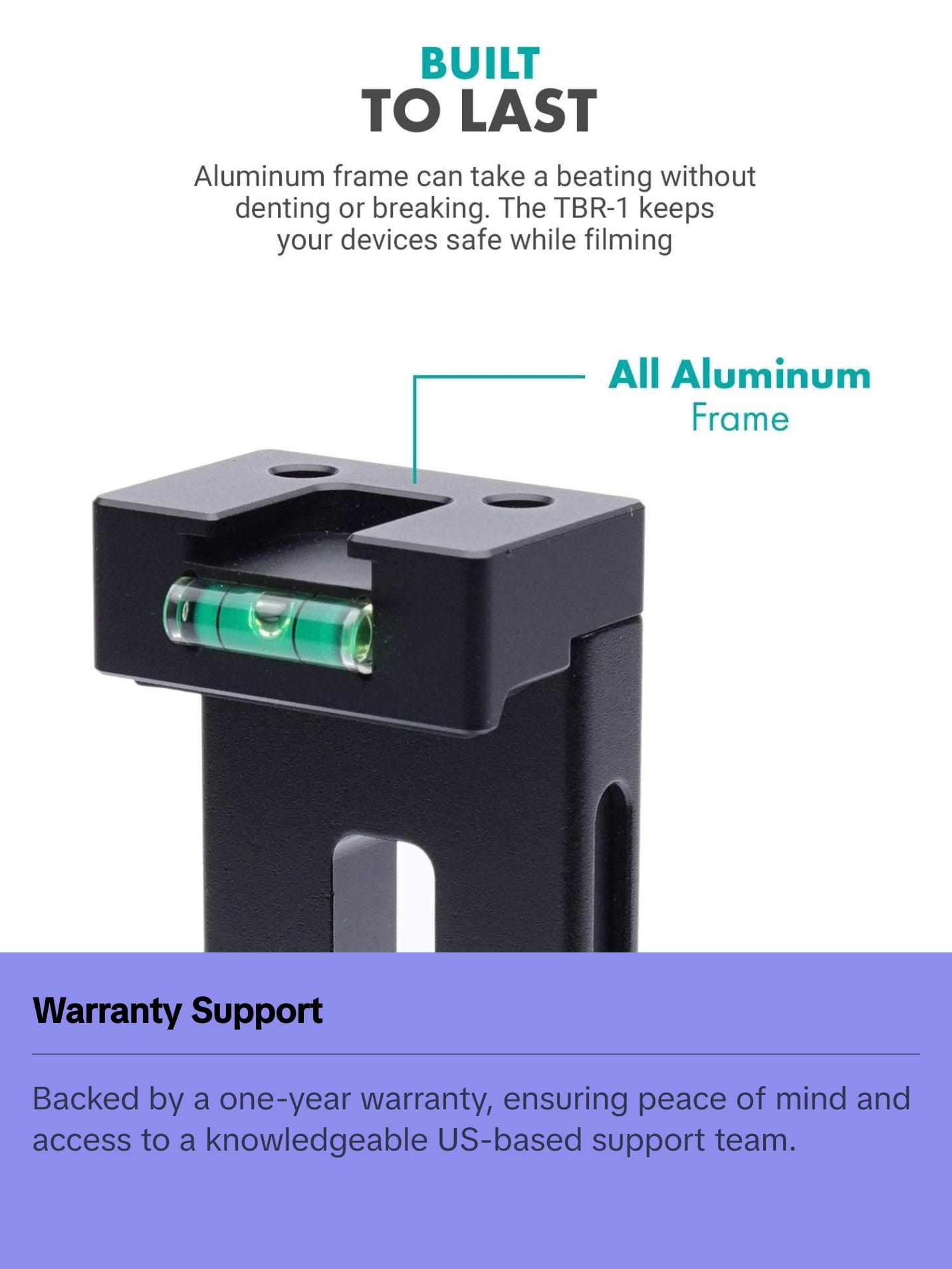 Movo - TBR-1 Universal Tablet Tripod Mount with Cold Shoe for Mini Microphone, Aluminum, Compatible with iPad, Samsung Galaxy, Android Tablets