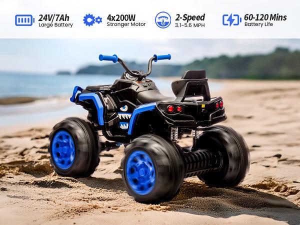 Hikiddo 24V 4WD Kids Ride on ATV 4 Wheeler, Electric Ride on Toy for Big Kids with 4*200W Motor, 5.6Mph Max Speed Hikiddo 24V 4WD Kids Ride on ATV 4 Wheeler, Electric Ride on Toy for Big Kids with 4*200W Motor, 5.6Mph Max Speed