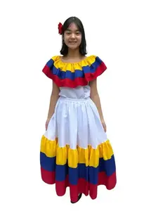 Colombian Traditional Fiesta Dress for Adults - White