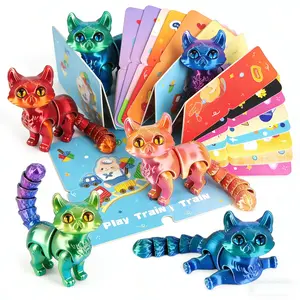 24Pcs 3D Printed Gradient Cats PLA with Cards, Classroom Treasure Box Party Favors for Holiday & Birthday Gifts