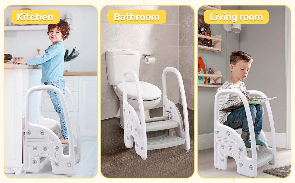 GARVEE Adjustable Step Stool for Toddlers - Perfect for Bathroom, Kitchen, and Potty Use, Featuring a Safe Handle for Easy Climbing and Stability, Ideal for Growing Children to Reach Counters and Sinks GARVEE Adjustable Step Stool for Toddlers - Perfect for Bathroom, Kitchen, and Potty Use, Featuring a Safe Handle for Easy Climbing and Stability, Ideal for Growing Children to Reach Counters and Sinks