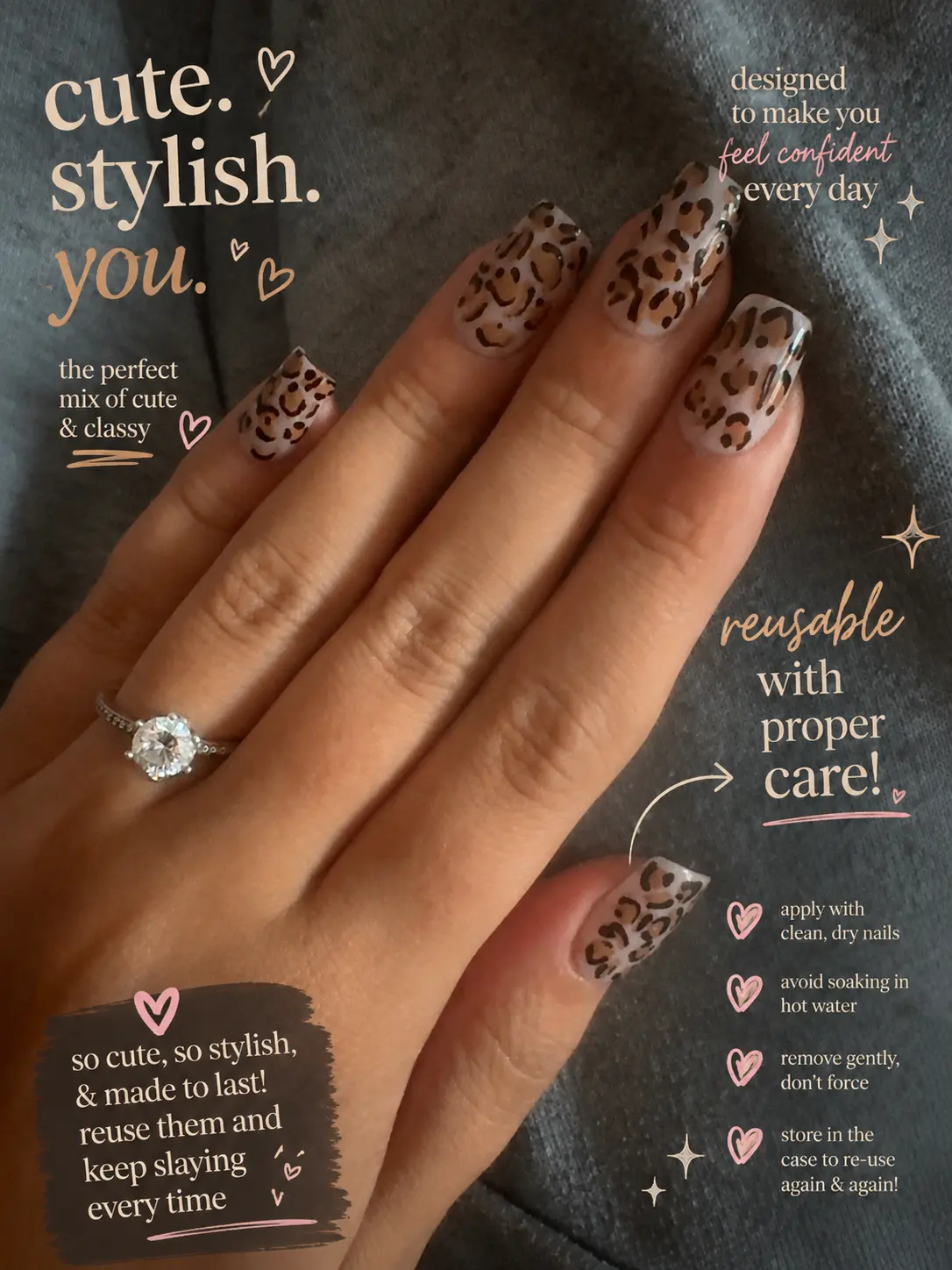 Cheetah print PRESS ON Nails