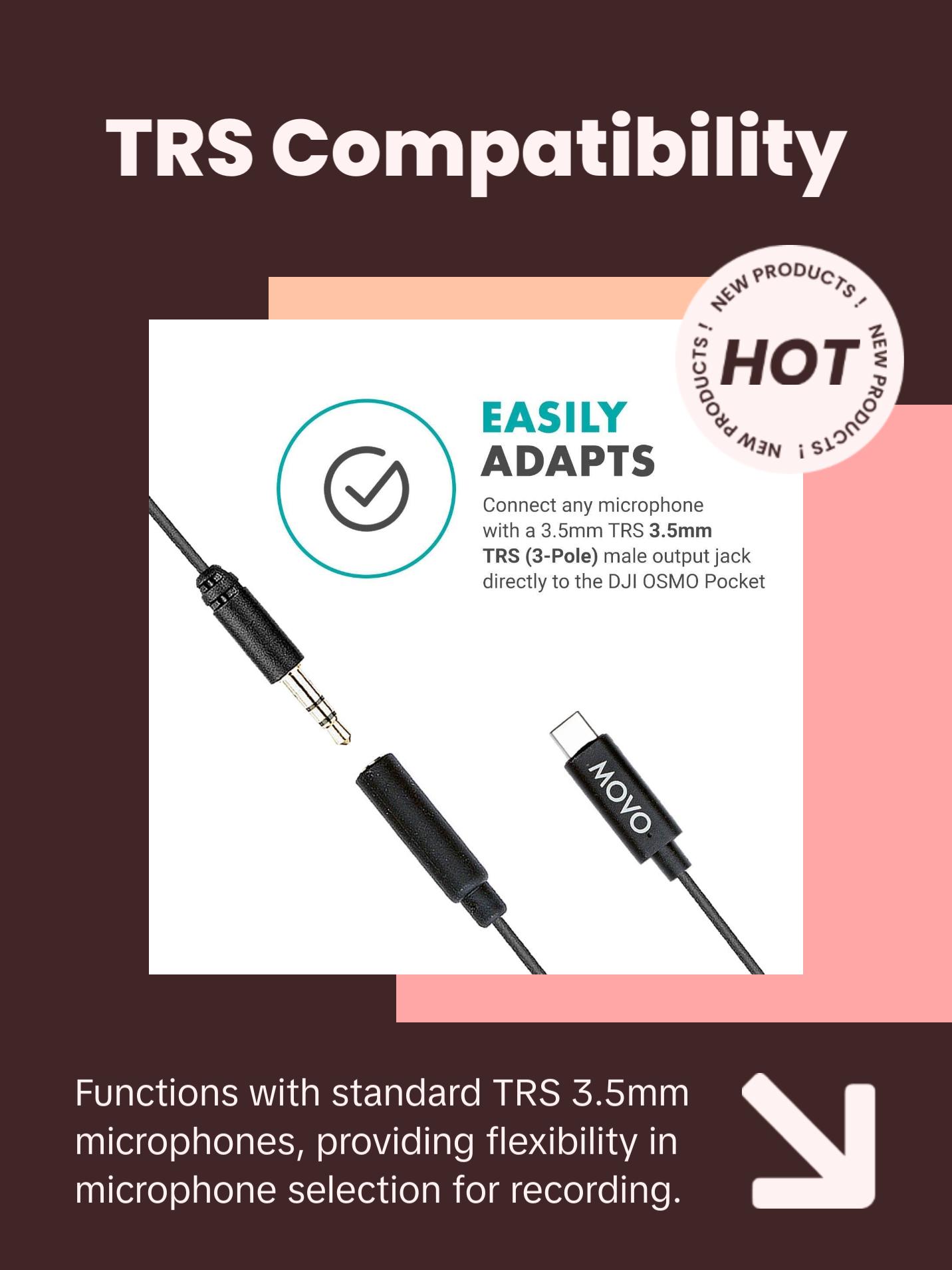 Movo | PMA-1 | Microphone Adapter for DJI OSMO Pocket