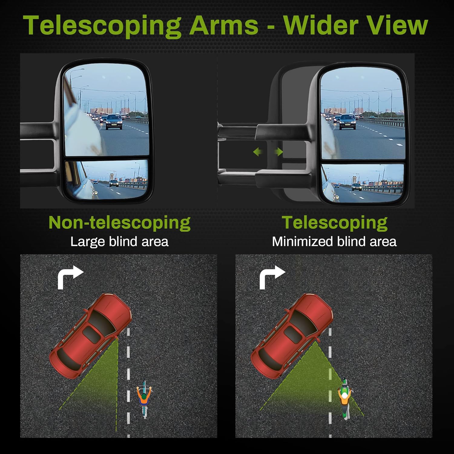 YITAMOTOR Pair Manual Towing Mirrors Car Accessories for 1999-2006 Chevy Silverado GMC Sierra 1500 2500HD 3500HD