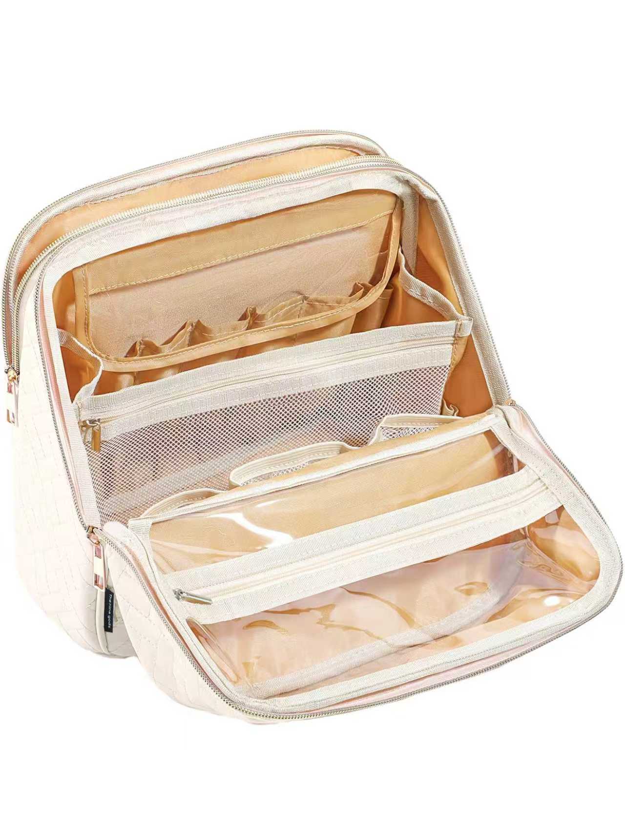Holiday Haul 4-in-1 Puffy Toiletry Bag for Women Large Capacity 4 Compartments Travel Makeup Pouch with Zipper Closure