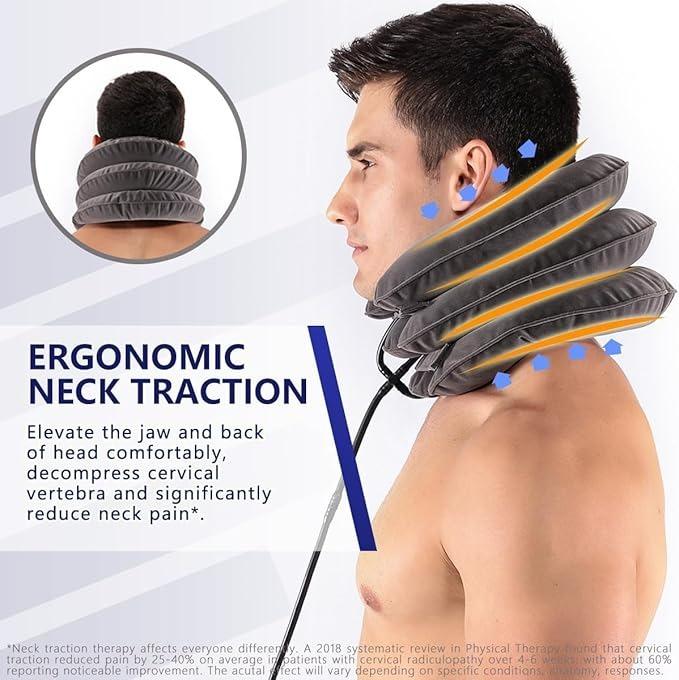 Inflatable Neck Stretcher & Cervical Traction Device – 1 Pack Neck Pain Relief, Facial Roller easter baskets , Adjustable Inflatable Neck Brace with Pump Portable Home Use,Physical Therapy Alternative for Desk Job Neck Shoulder Relaxer Neck Care Stick