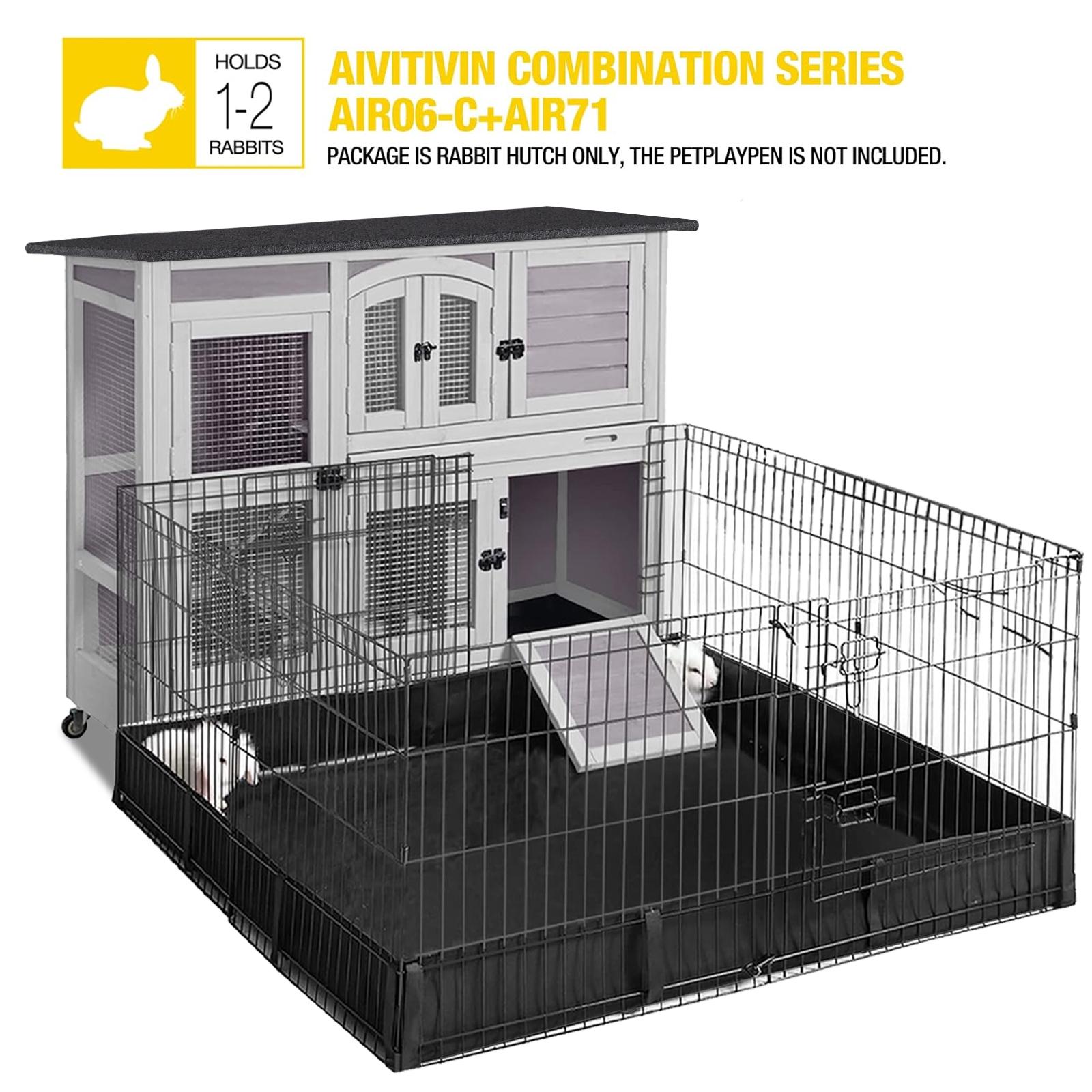 Aivituvin-AIR06-C 2 Story Rabbit Hutch On Wheels (Inner Space 8.32 ft²)