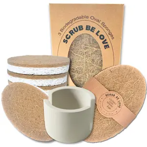 Plastic Detox Kitchen Bundle – Plastic-Free, Biodegradable Sponges & Scrub Pads + Sponge Holder