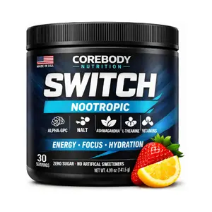Switch, Brain Boosting Nootropic Energy Supplement Powder - Made in USA - Alpha GPC, NALT, Ashwagandha, Sugar Free Energy, Keto, Increase Mental Focus & Cognitive Function, Enhances Mood & Memory