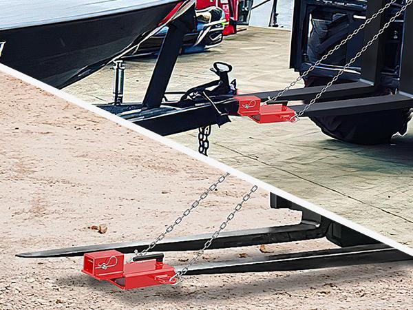 Nilight Forklift Trailer Hitch Attachment Fits 2 Inch Receiver Clamp on Pallet Fork Trailer Towing Adapter with Safety Chain & 5/8” Hitch Pin Clip Red