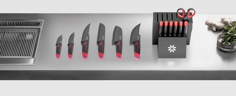 ASETY 15PCS Cyberpunk Knife Set from Future Kitchen Knife Set with Built-in Knife Sharpener Block, Stainless Steel Knife Block Set, Dishwasher Safe Mordern Knife Set, Elegant Box for gift