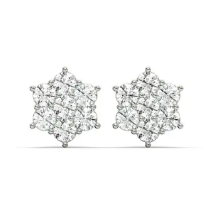 Men's Jewelry - VVS Lab Diamond Cluster Stud Earrings For Men | 14K White Gold